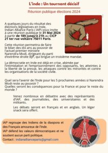 Réunion publique élections 2024 - L'inde : un tournant décisif @ CICP